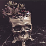 Human Skull Planter Bronze