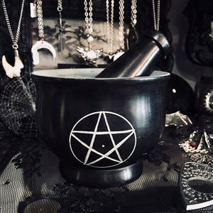 Carved Pentacle Mortar with Pestal