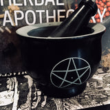 Carved Pentacle Mortar with Pestal