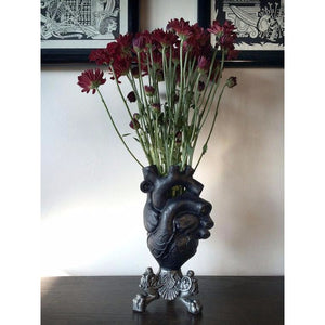 Black Anatomical Heart Vase